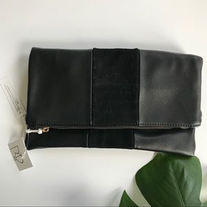 NWT black vegan leather clutch
